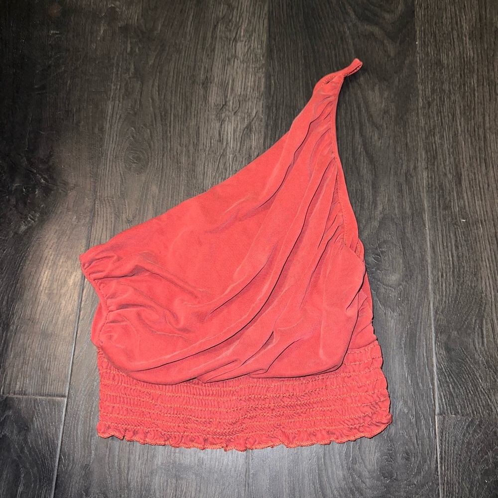 Urban outfitters dark red one shoulder crop top. Size XS.